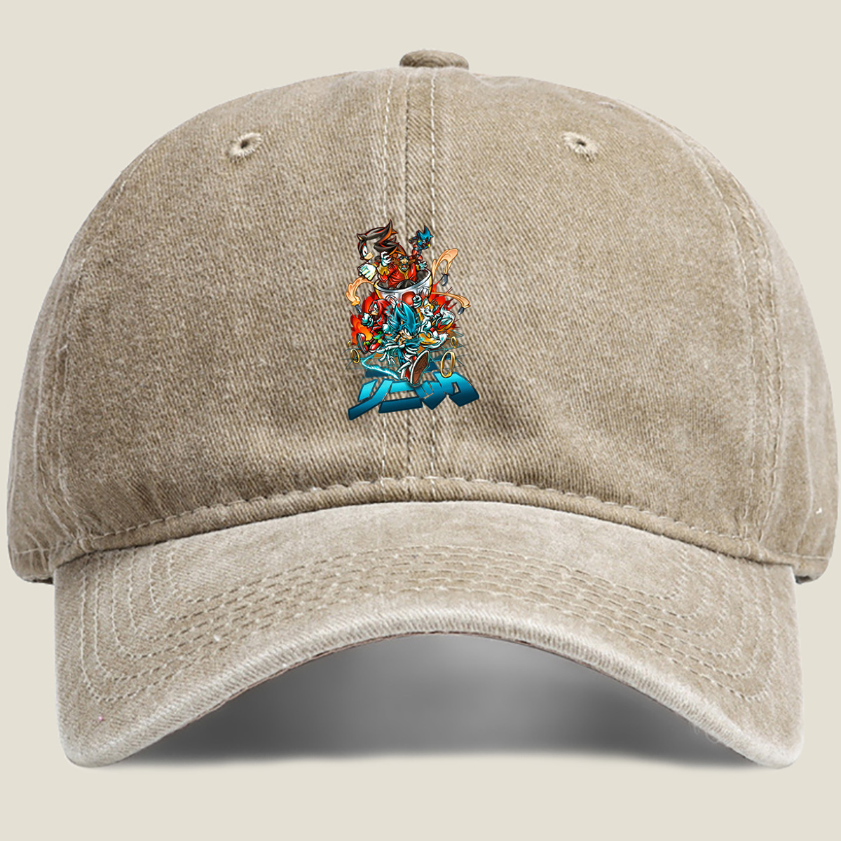 Sonic the Hedgehog: Sonic, Shadow, Knuckles, Tails, and Silver in Action - Washed Denim - Baseball Cap
