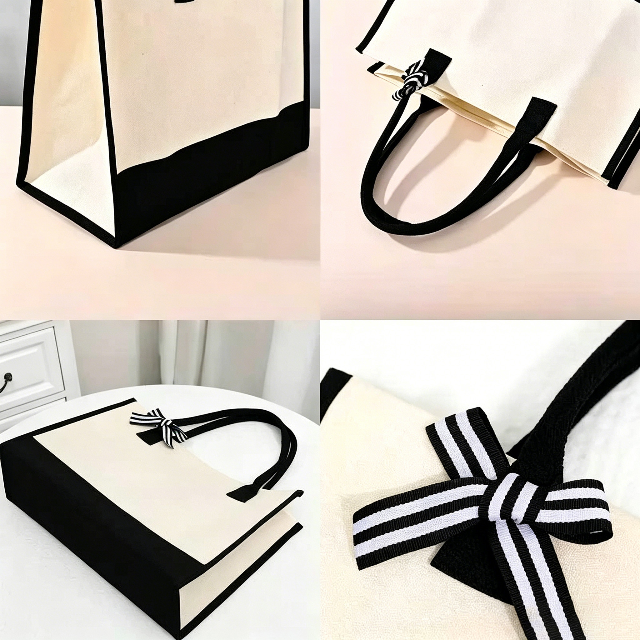 ANTO Umbrella Logo Design - Canvas patchwork gift tote bag Heavy Duty Structure and Capacity Detail View 2