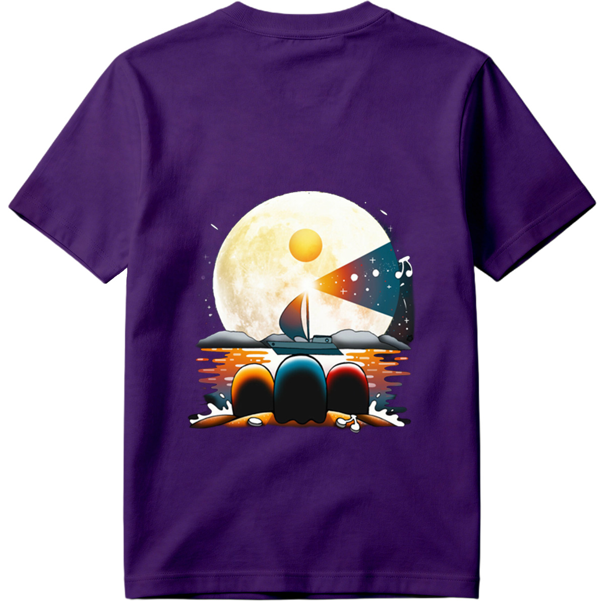 Sailboat Under the Moonlight with Musical Notes - Tee