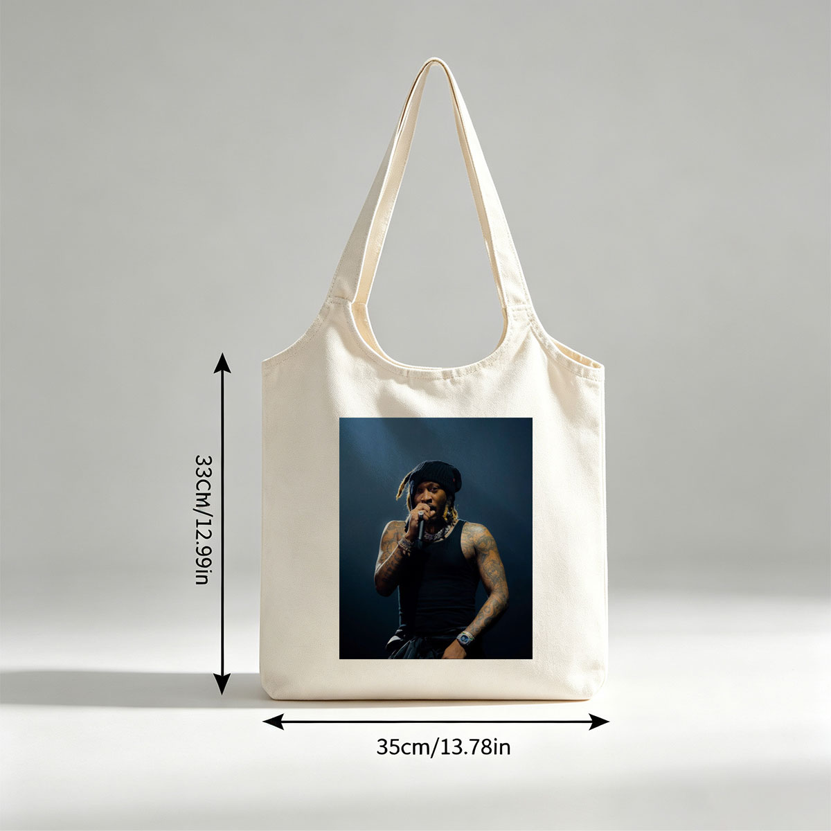 Lil Wayne Performing on Stage with Microphone in Hand - Canvas shoulder bags/