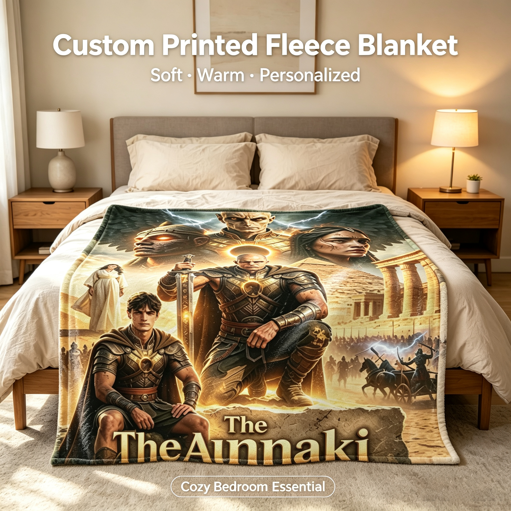 Custom Face Blanket The Anunnaki Movie Poster Flannel Blanket Perfect for Couch, Bed, or Travel Ideal Gift for Sci-Fi and Ancient Aliens Fans