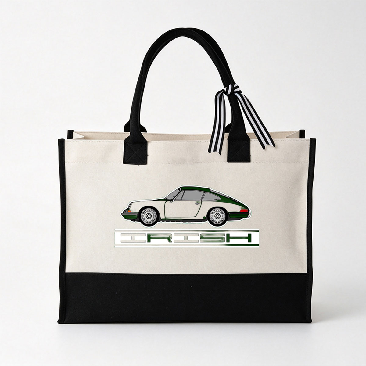 Irish Porsche 911 Classic Car Design - Canvas patchwork gift tote bag