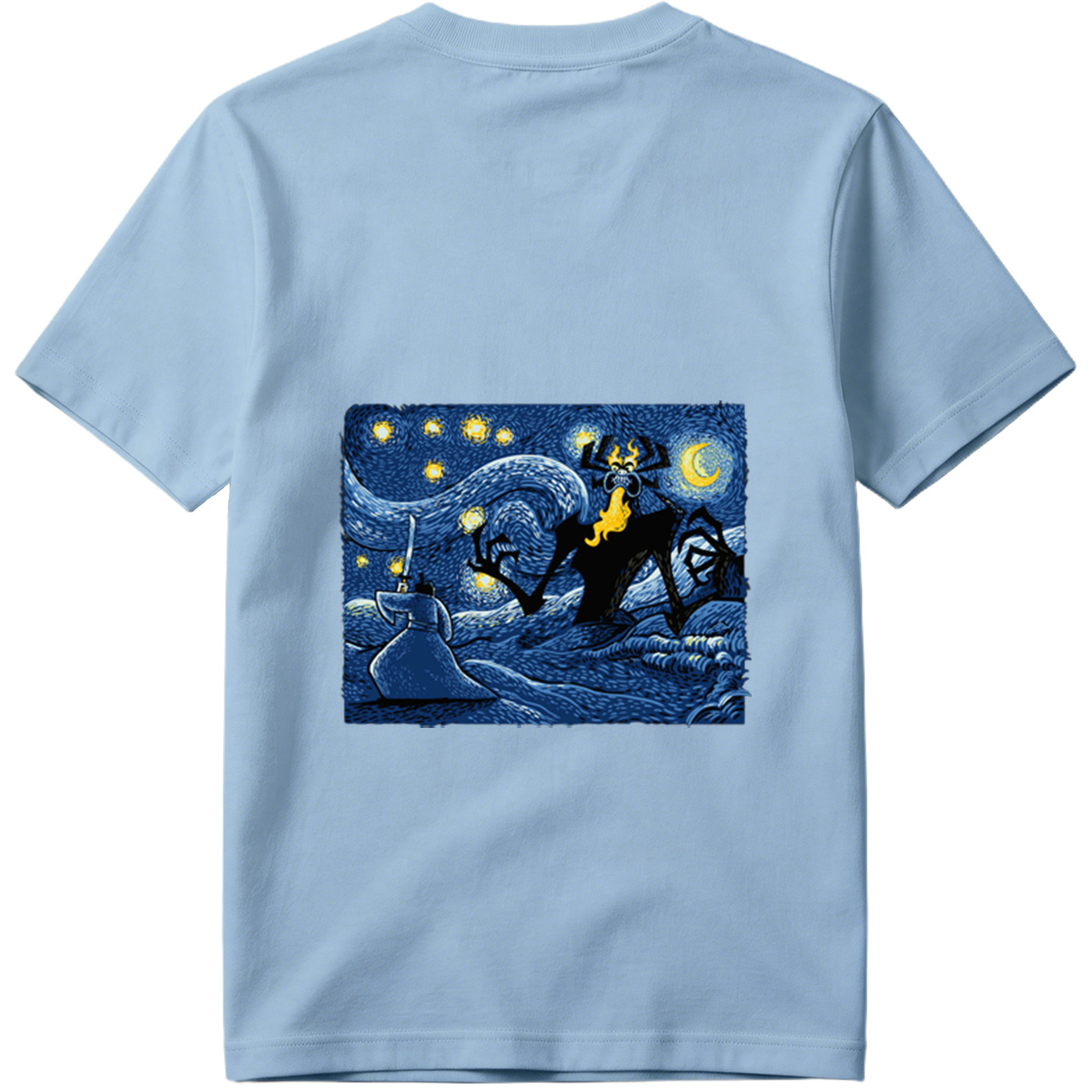 Samurai and Spider Demon in Starry Night - Tee