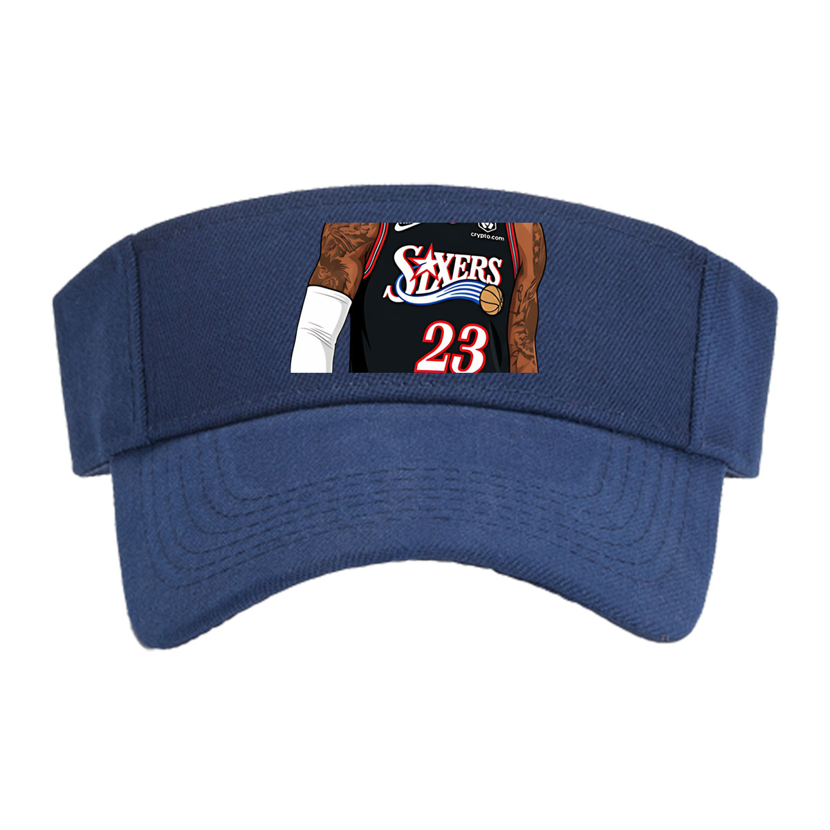 LeBron James in Philadelphia 76ers Jersey, #23, Nike Uniform, Crypto.com Sponsorship -  Visor cap
