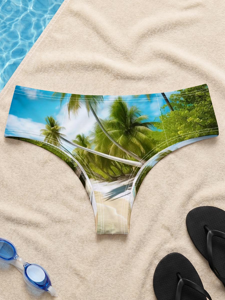 Tropical Beach with Palm Trees and Starfish -  Men's swim trunks