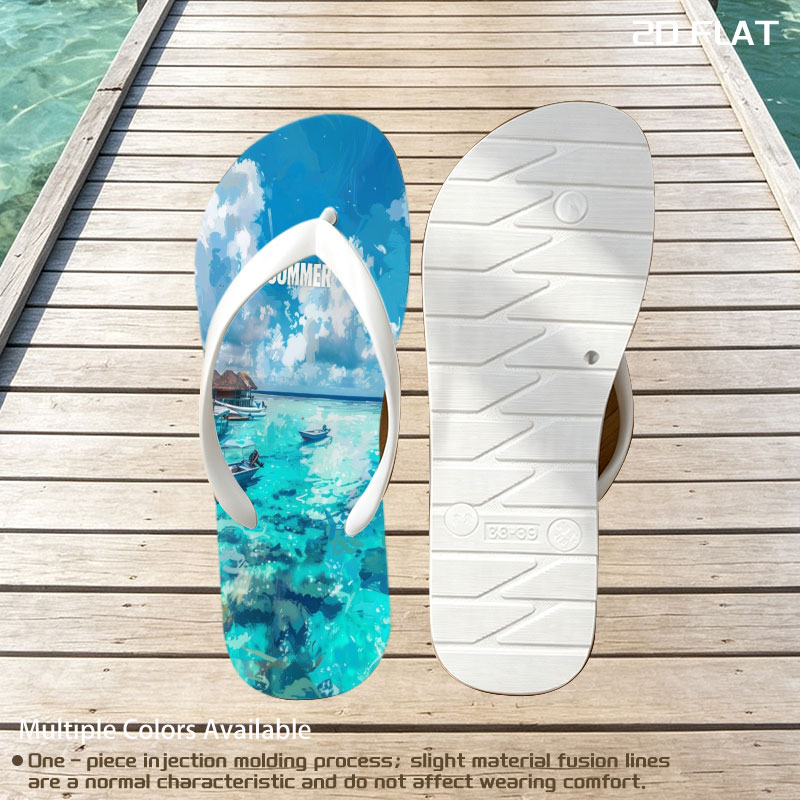 Crystal Clear Waters and Boats Under a Summer Sky -  flip-flops