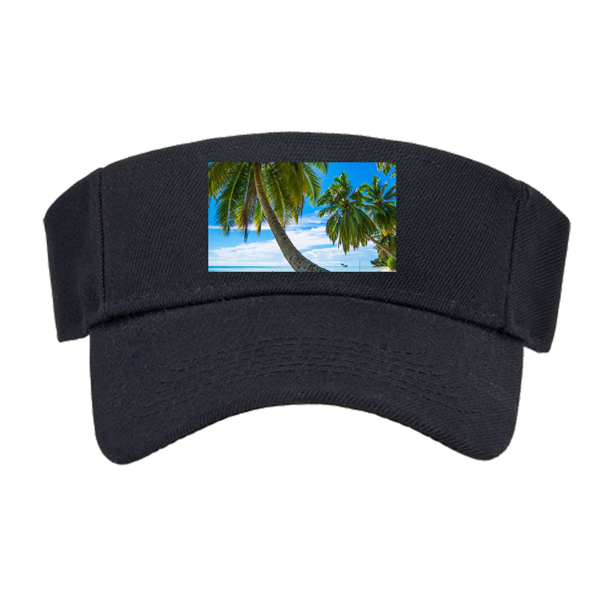 Tropical Beach with Swaying Palm Trees and Crystal Clear Waters -  Visor cap