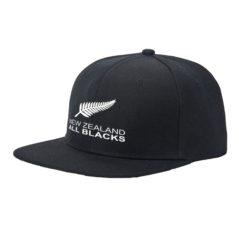 Flat Brim Baseball Cap New Zealand All Blacks Silver Fern Logo Streetwear Underground Skate Style Basketball Court Skatepark Urban Outfit for Skaters Rappers Streetwear Enthusiasts