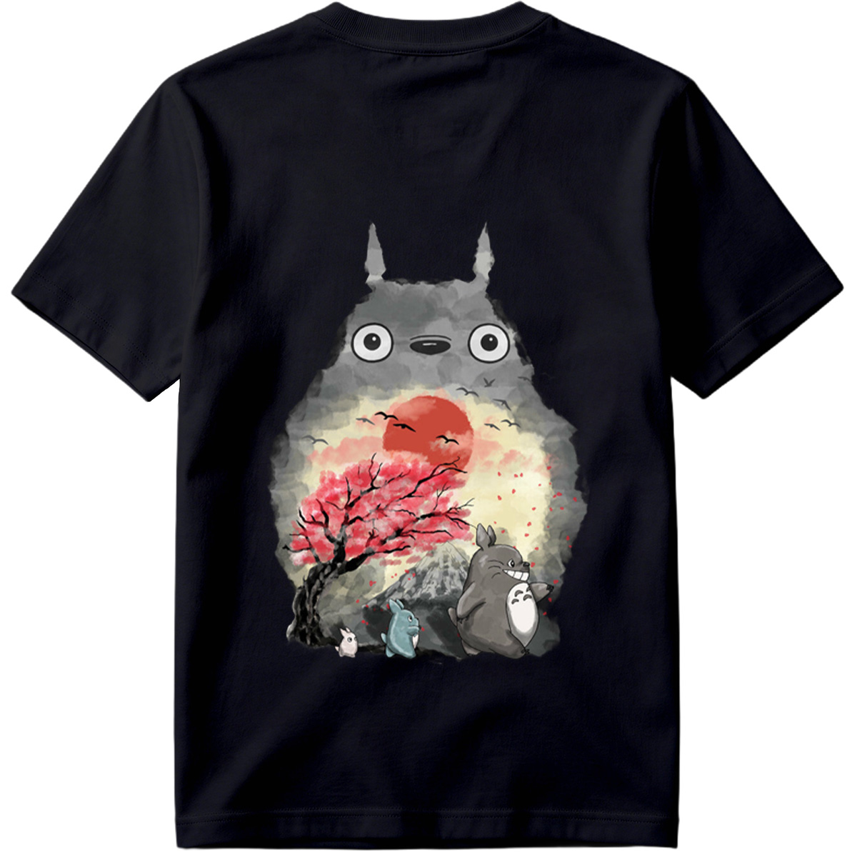 Totoro and Friends in Cherry Blossom Sunset - Tee