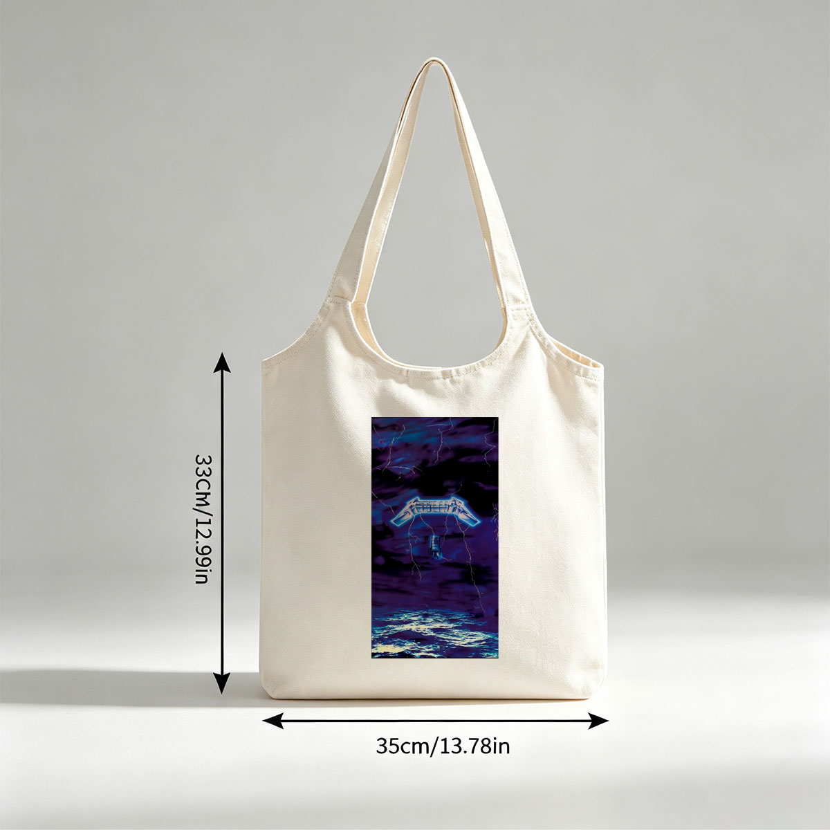Metallica Stormy Sky Lightning Over Ocean Scene - Canvas shoulder bags/