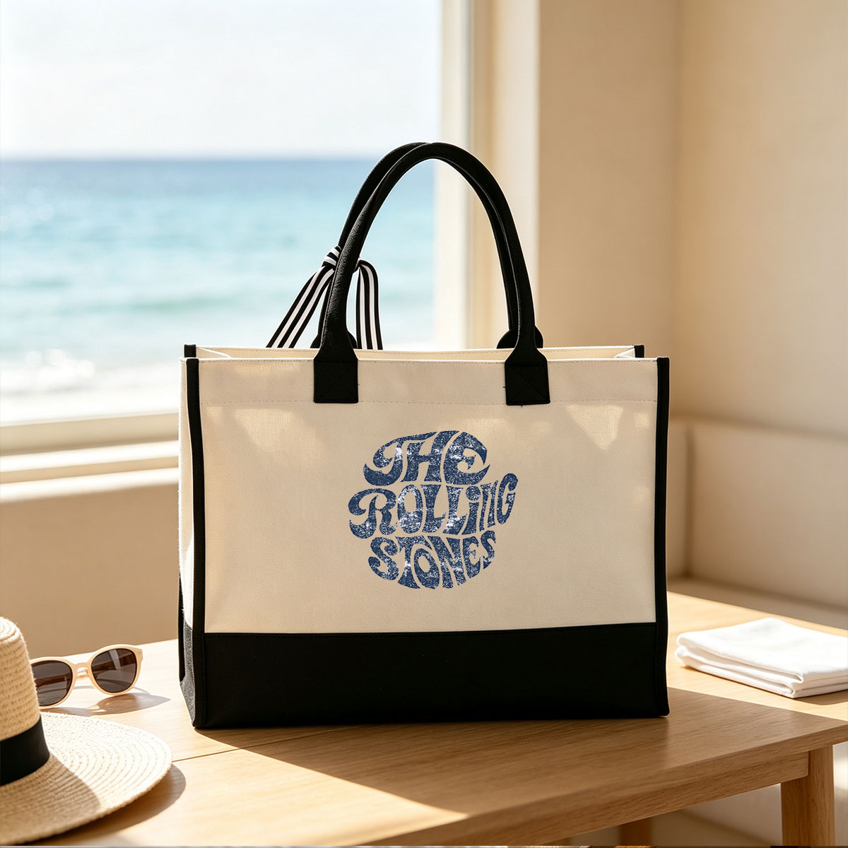 The Rolling Stones Band Logo - Canvas patchwork gift tote bag