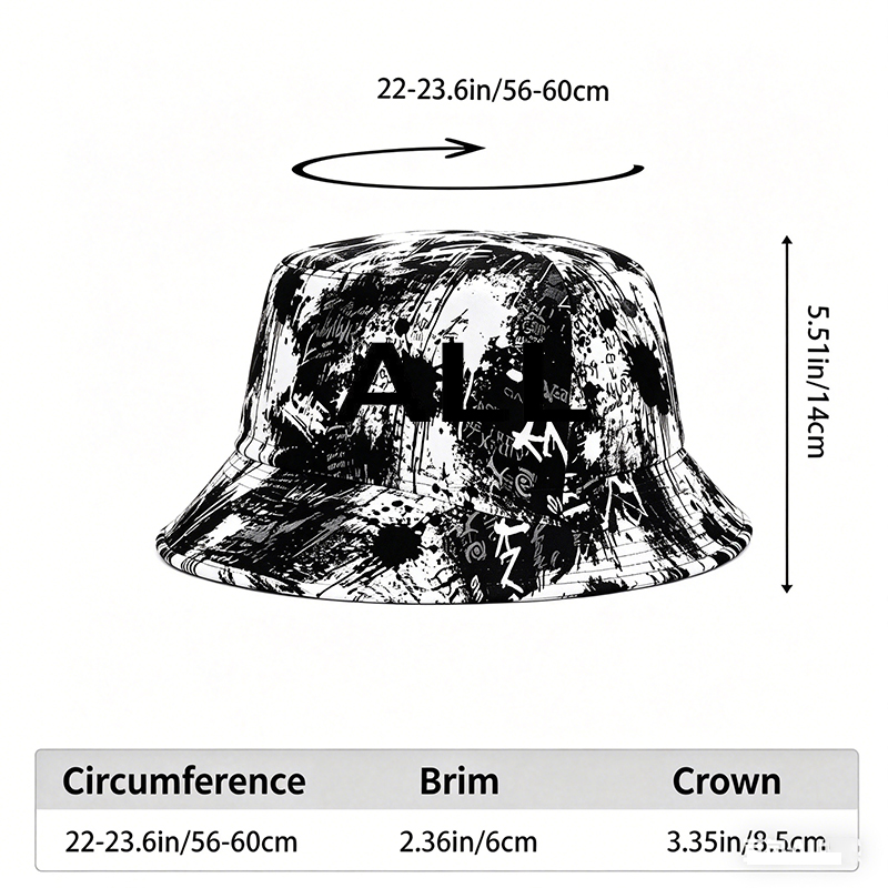 Unisex Classic Graffiti Bucket Hat with Abstract Letter 