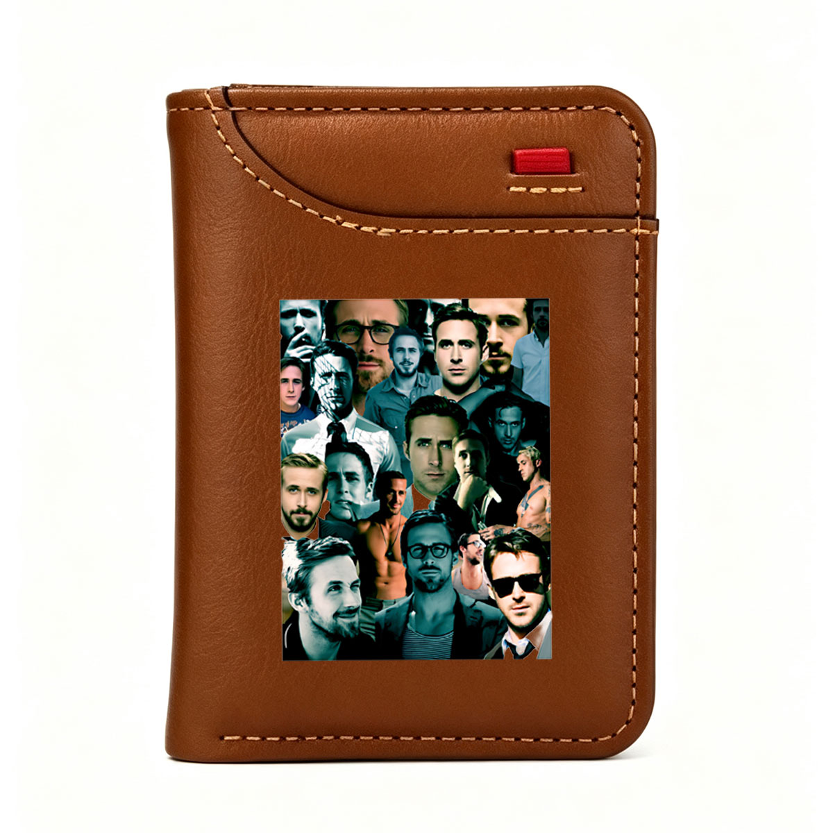 Ryan Gosling Collage: Multiple Portraits of the Actor in Various Roles and Styles - Vertical Style Wallet
