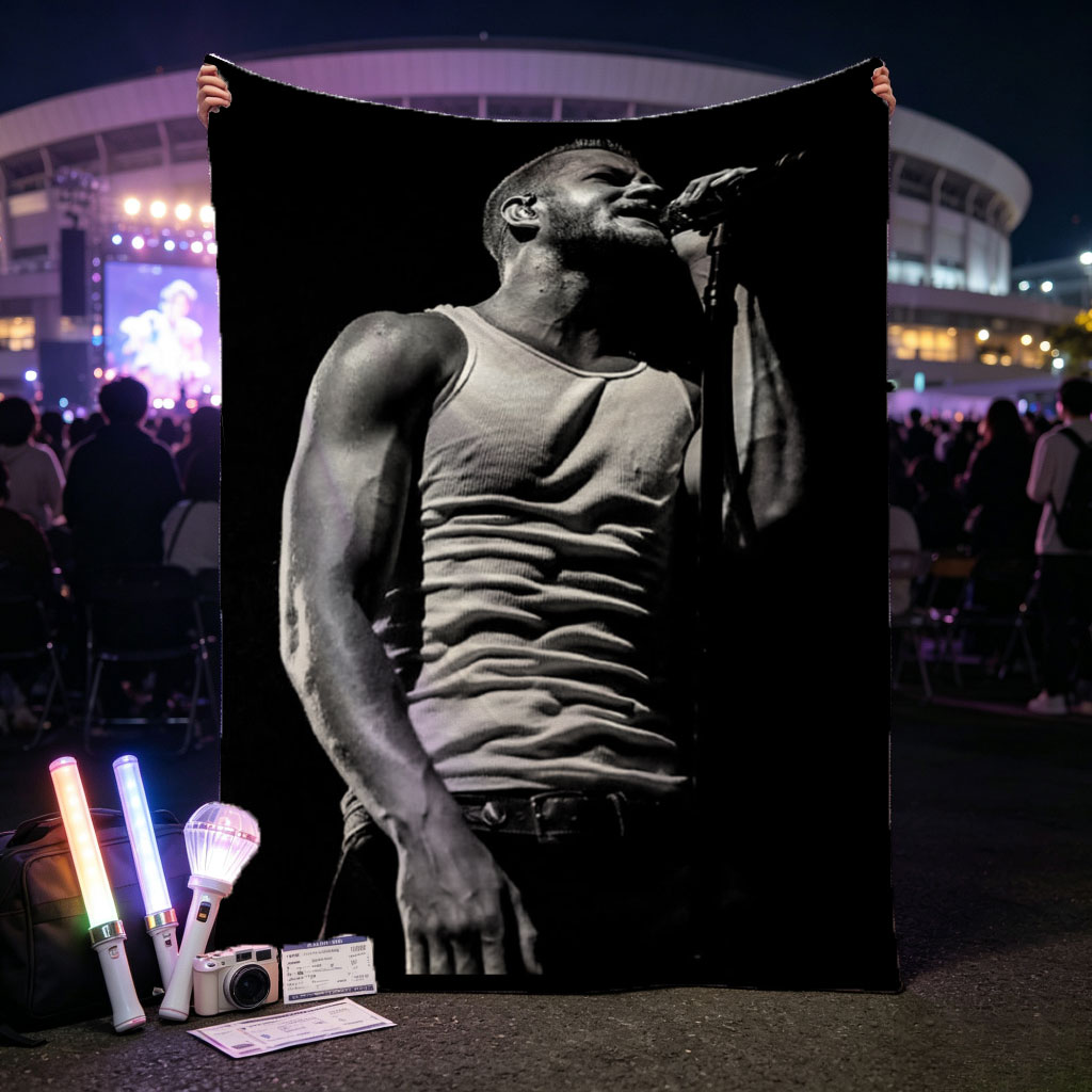 Chris Cornell Performing on Stage in a Black and White Portrait - Blankets