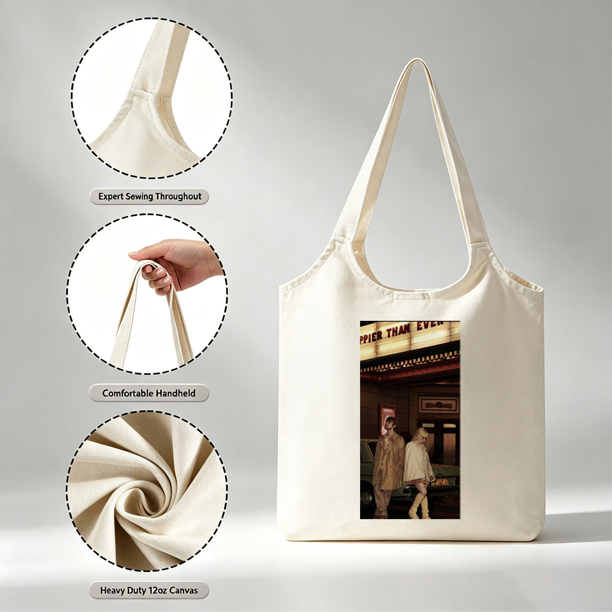 Marilyn Manson and Courtney Love in a Vintage Theater Scene with Retro Fashion and Classic Car - Canvas shoulder bags/