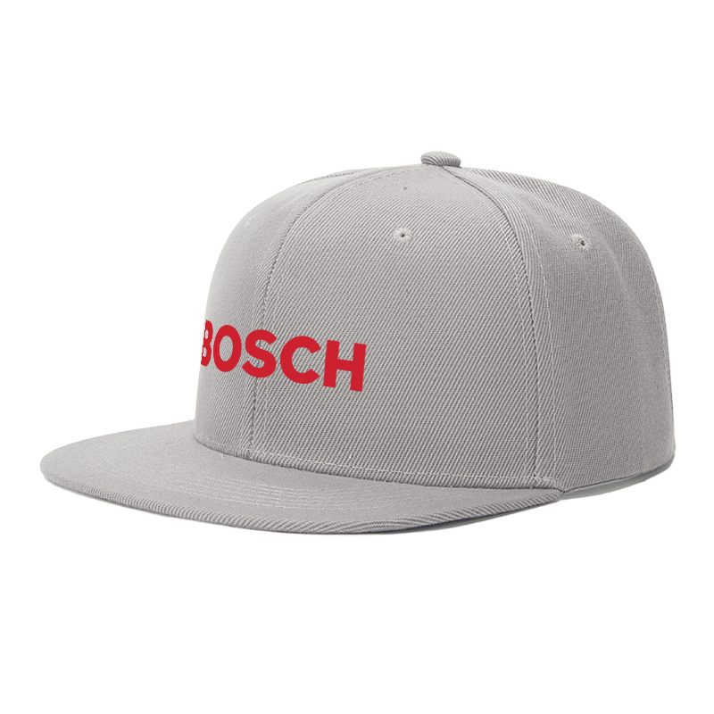 Flat Brim Baseball Cap Bosch Logo Print Streetwear Underground Skate Style for Basketball Court Skate Park Urban Lifestyle Skaters Rappers Streetwear Enthusiasts