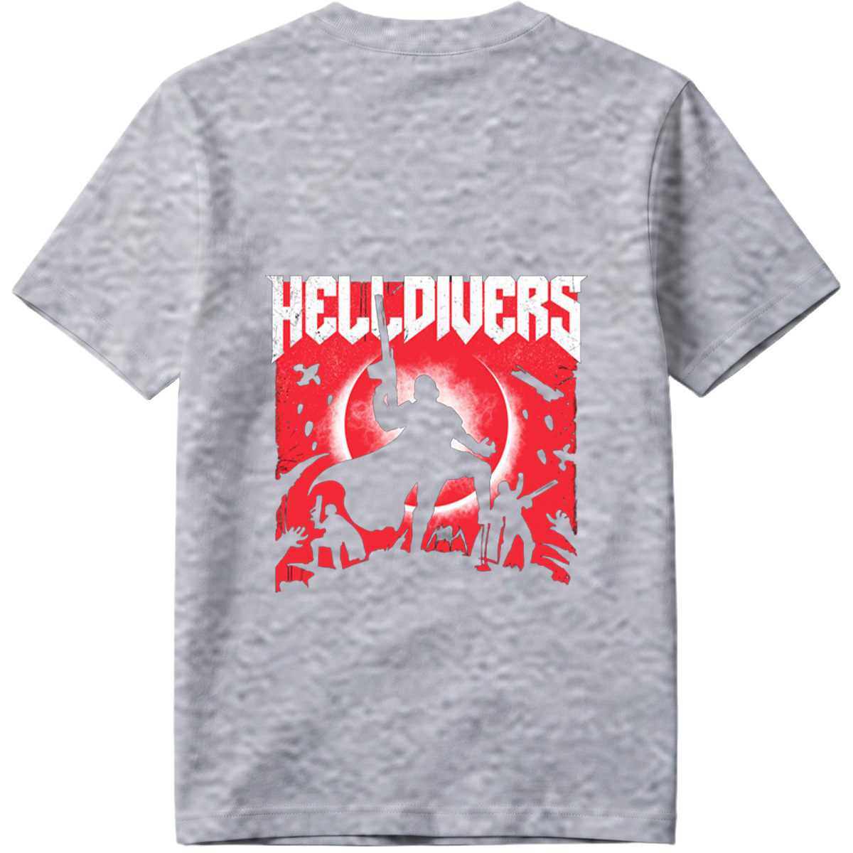 Helldivers: Silhouetted Warriors Against a Crimson Sky - Tee
