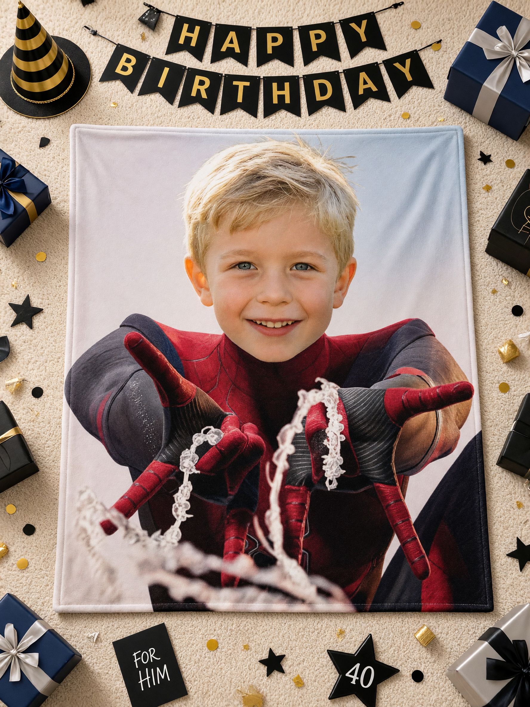 Custom Photo Face Blanket Soft Flannel Fleece Superhero Throw for Kids and Family Ideal Personalized Cozy Gift