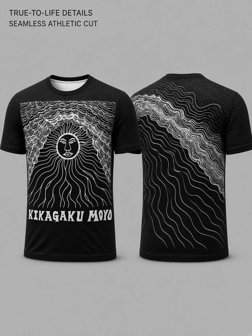 Kikagaku Moyo Sun 3D Optical Illusion Graphic Tee Breathable Athletic Mesh T-Shirt Casual And Sports Wear