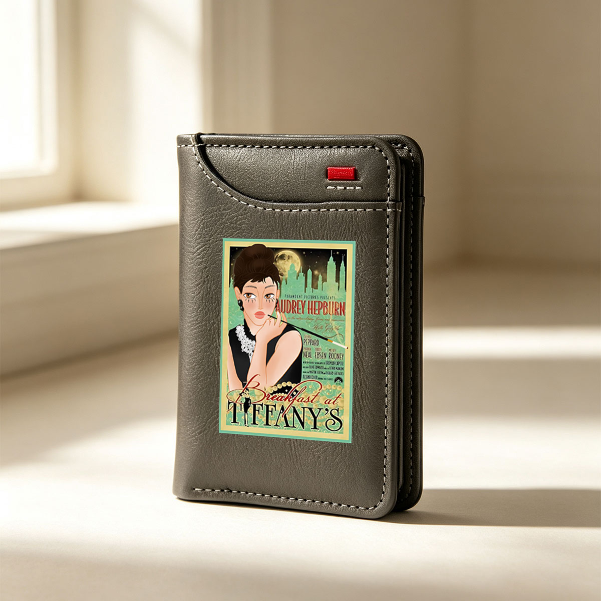 Breakfast at Tiffany's: Audrey Hepburn, George Peppard, Paramount Pictures, Classic Film Poster - Vertical Style Wallet