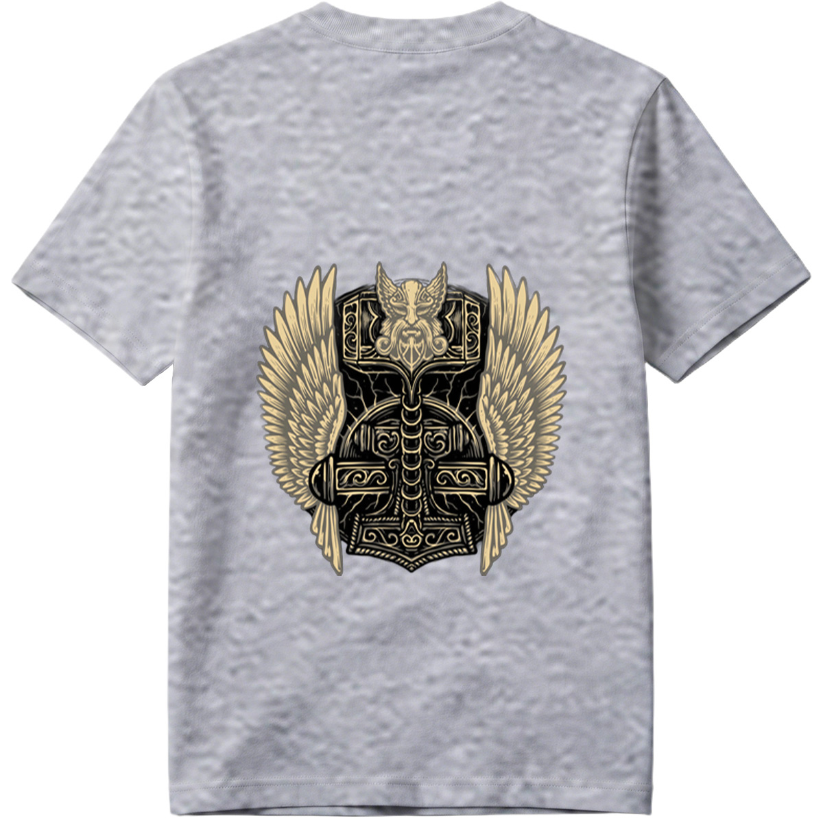 Thor's Hammer with Winged Viking Warrior Design - Tee
