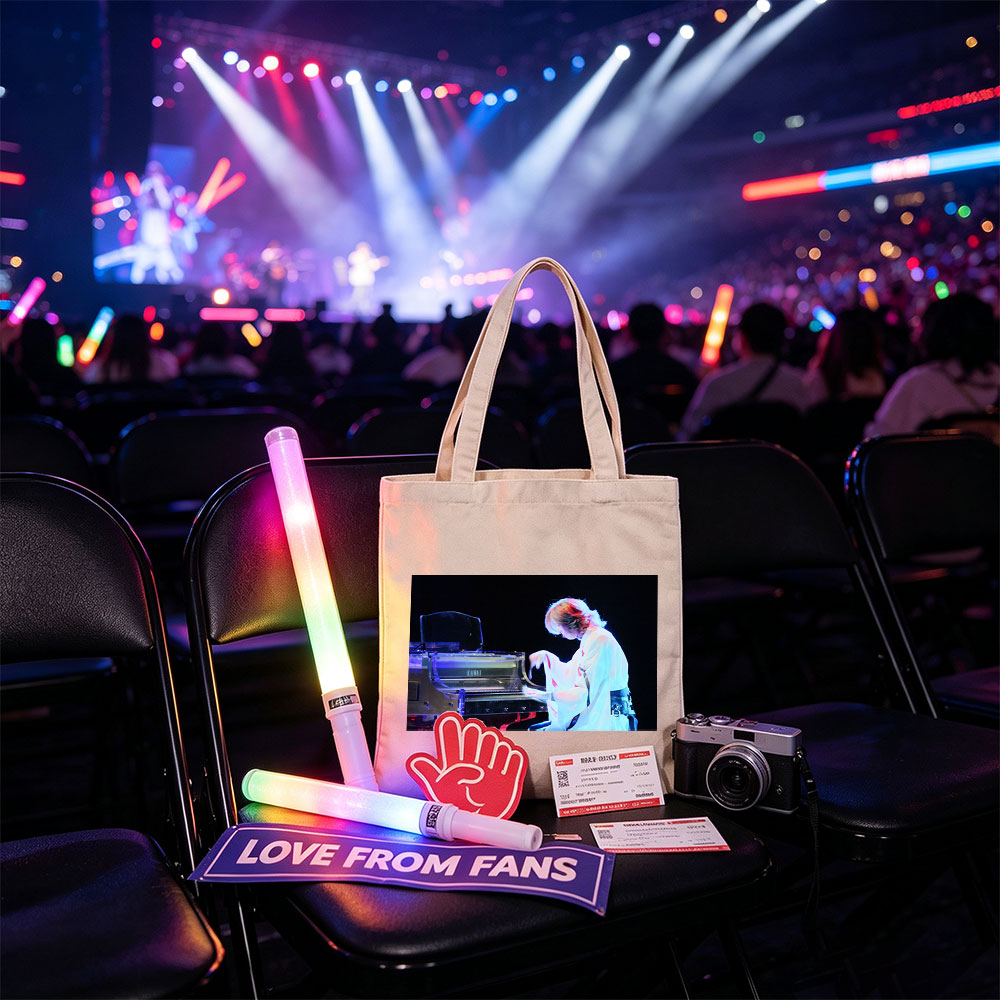 Yuki Kajiura Performing Piano on Stage with Dramatic Lighting - Canvas tote bags