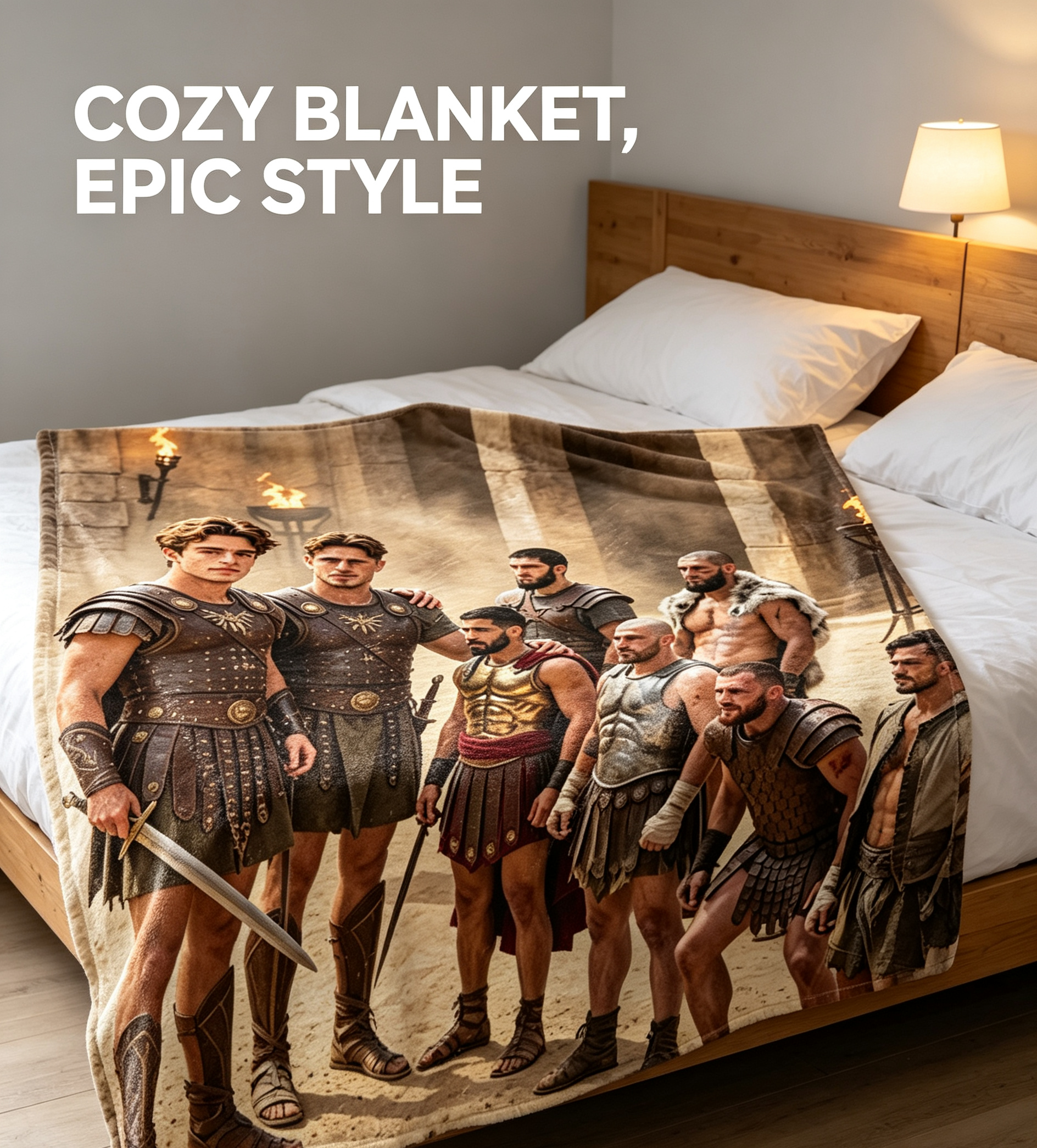 Custom Face Blanket Roman Warriors Ancient Arena Flannel Blanket Perfect for Movie Fans and History Enthusiasts Ideal Gift or Giveaway