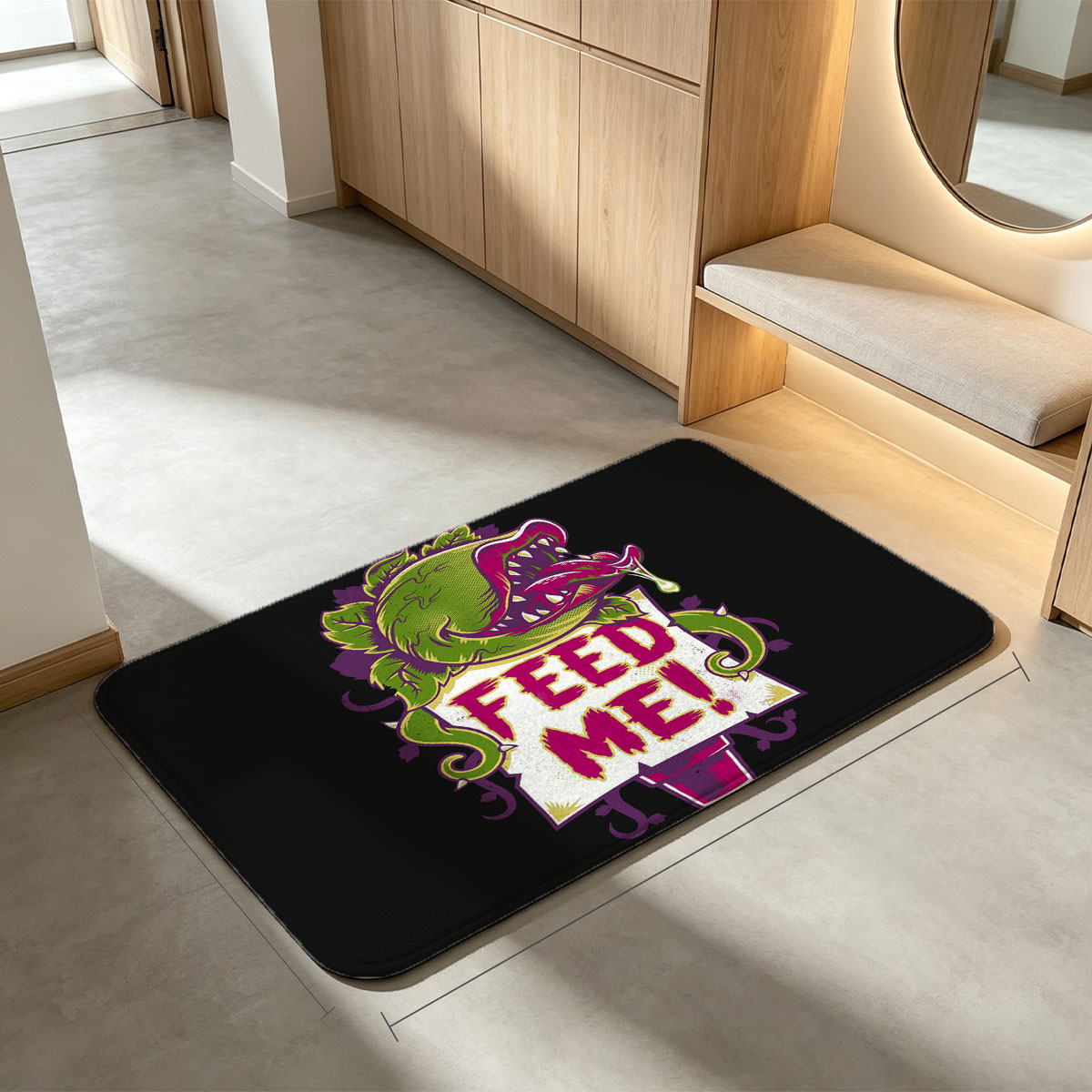 Feed Me! Carnivorous Plant T-Shirt Design - Flannel floor mat