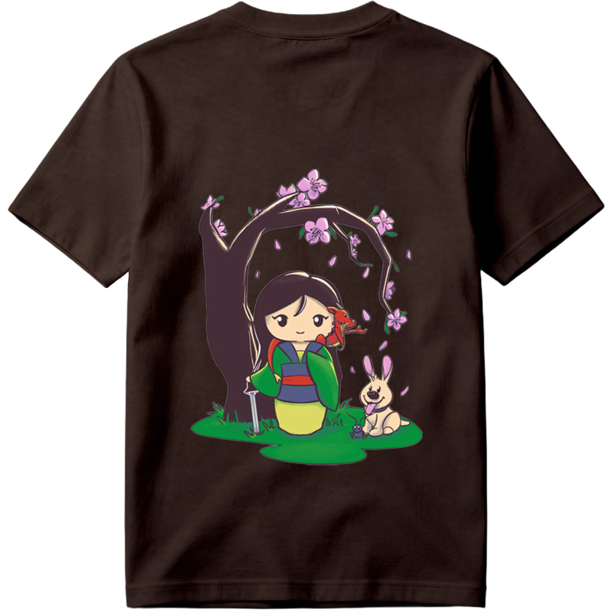 Mulan with Mushu and Cri-Kee Under Cherry Blossom Tree - Tee