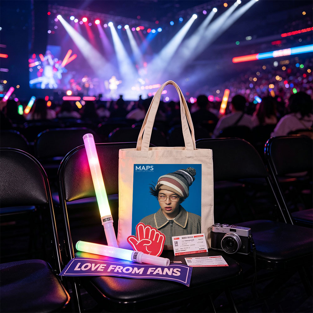 BTS Jungkook in a Stylish Winter Look with Beanie and Checkered Jacket on Blue Background - Canvas tote bags