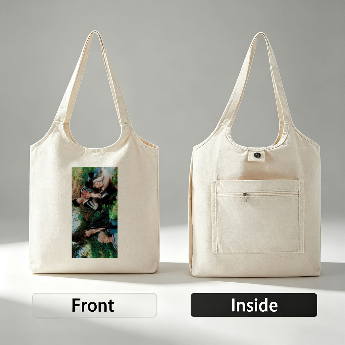 TXT Members Lying on Grass in Nature Scene - Canvas shoulder bags/