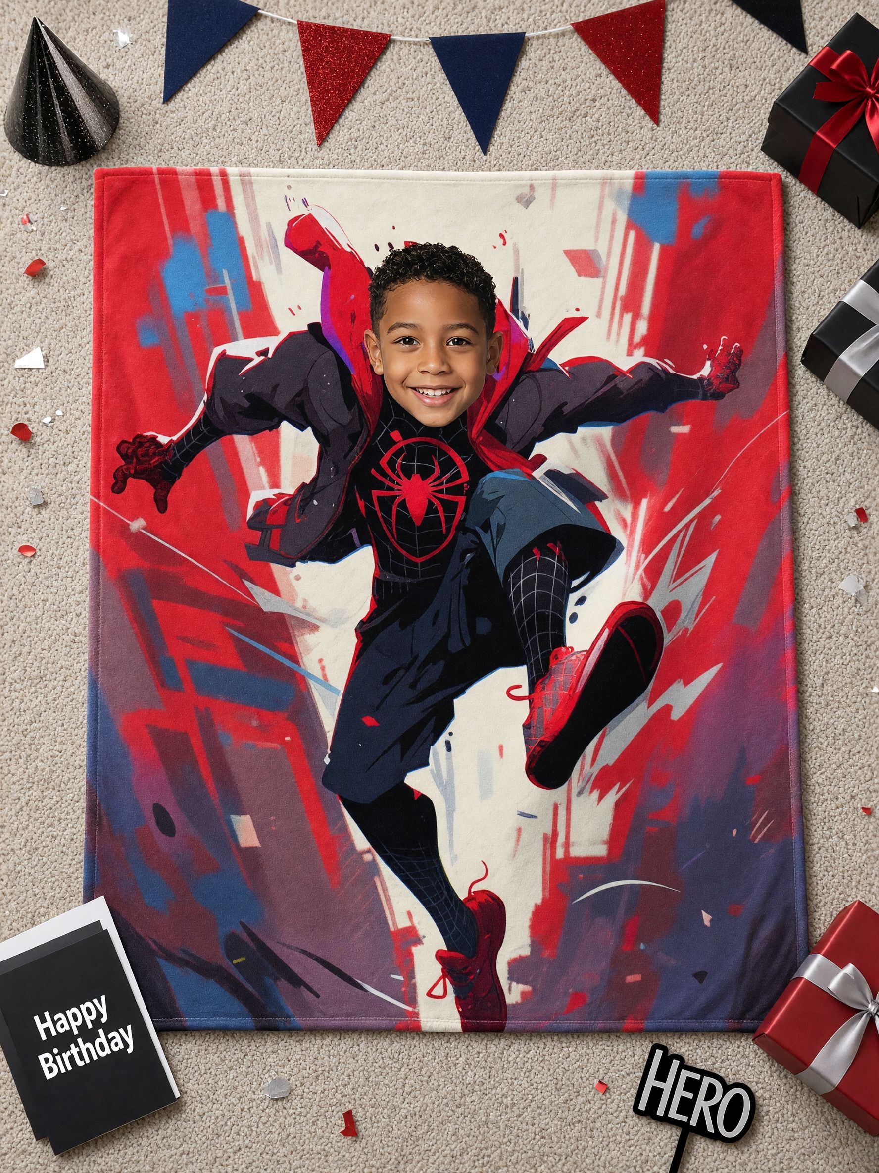 Custom Photo Face Superhero Blanket, Ultra Soft Flannel Fleece Comic Throw, Ideal Personalized Gift for Kids and Fans