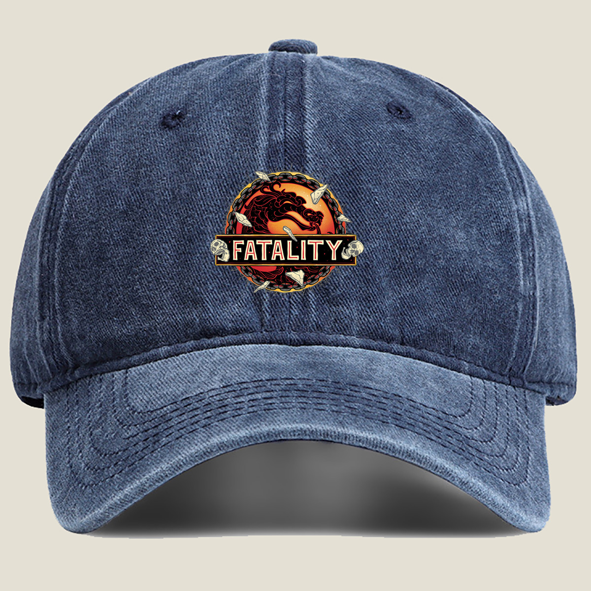 Mortal Kombat Fatality Logo - Washed Denim - Baseball Cap