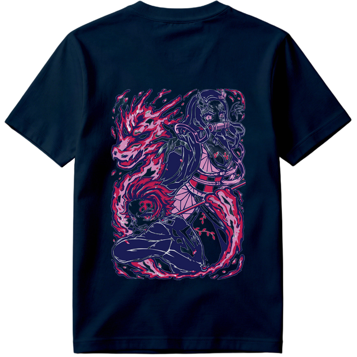 Demon Slayer: Kimetsu no Yaiba - Nezuko Kamado and Tanjiro Kamado with Flame Breathing - Tee