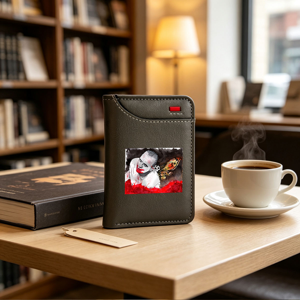 Bleeding Man with Skull Butterfly - Vertical Style Wallet