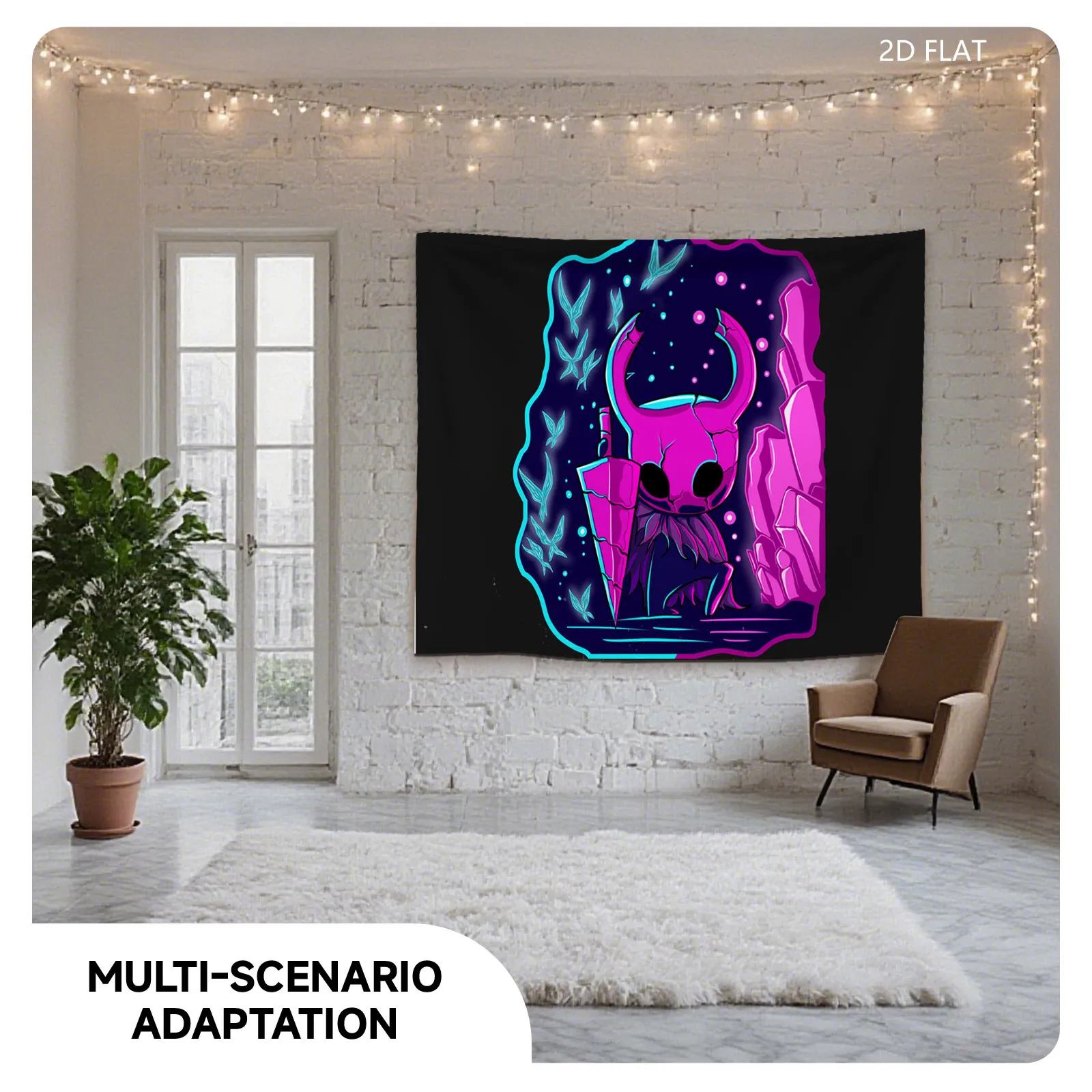Hollow Knight in a Cosmic Crystal Cavern - Tapestry
