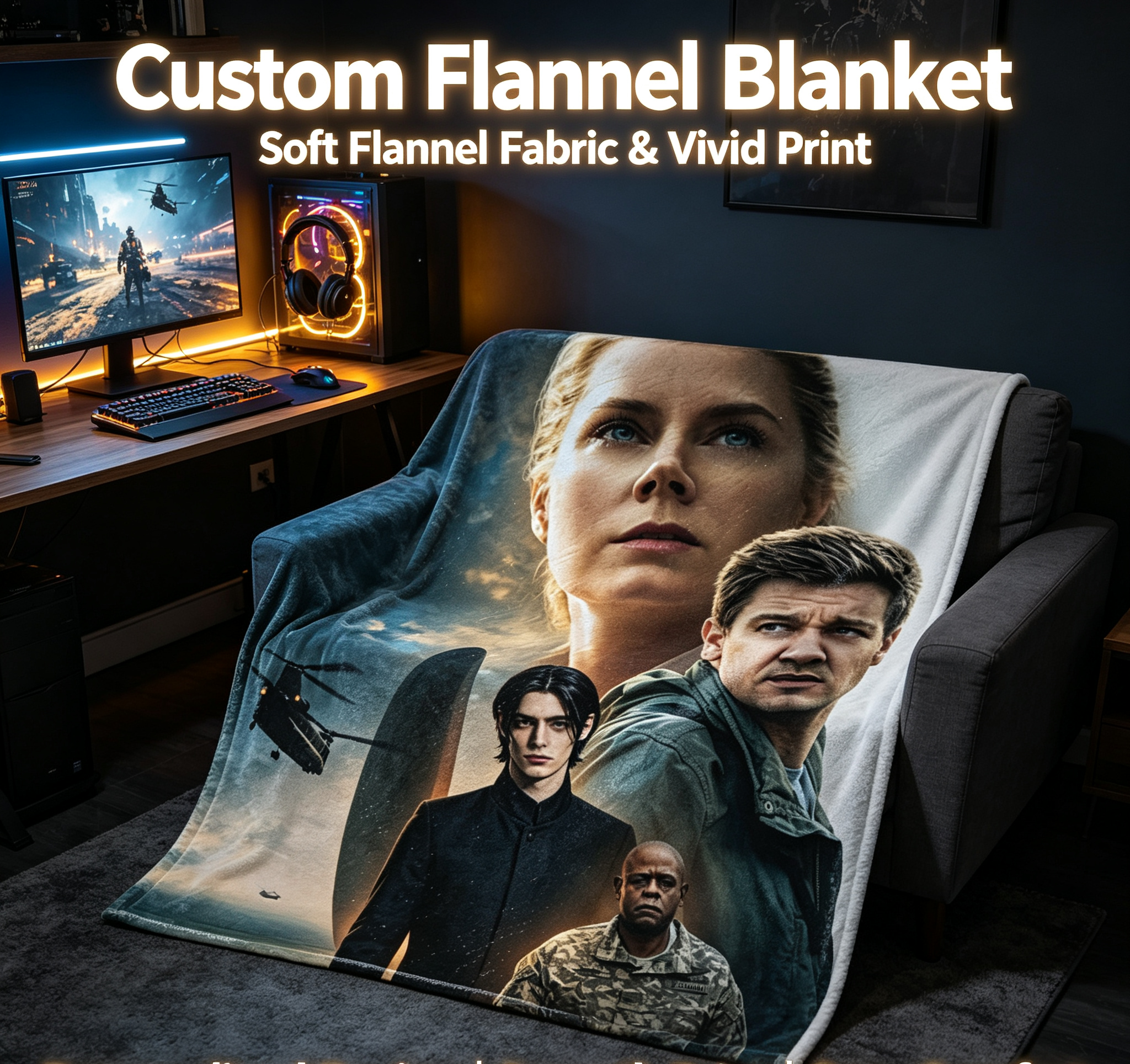 Custom Face Blanket Arrival Movie Character Flannel Blanket Perfect for Movie Fans Cozy Home Use or Unique Gift Idea