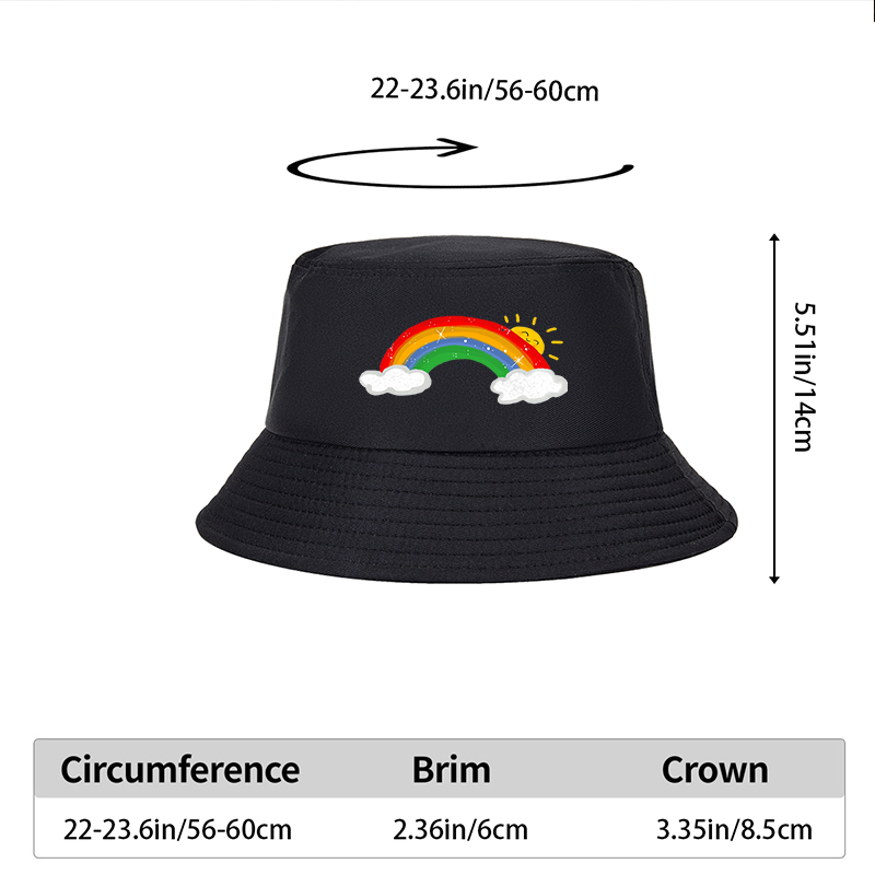 Unisex Rainbow Sun Print Bucket Hat for Outdoor Activities, Classic Stylish Design Perfect for Men and Women, Ideal for Beach, Hiking, Daily Wear, Casual Fashion Accessory