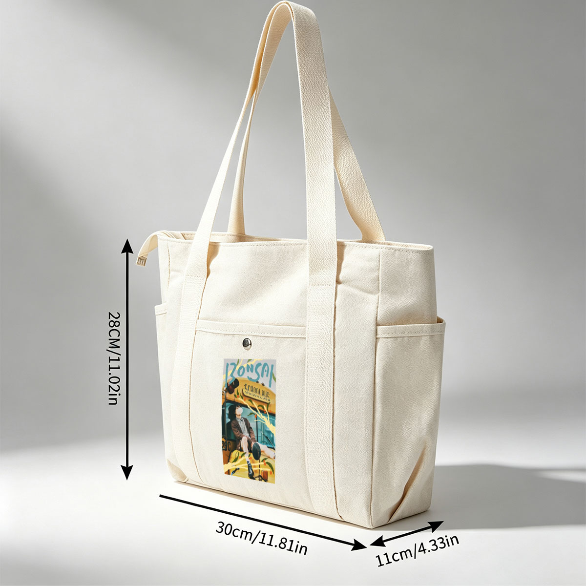IZ*ONE AI School Bus Scene with Youthful Charm and Artistic Elements - Multi-pocket bags