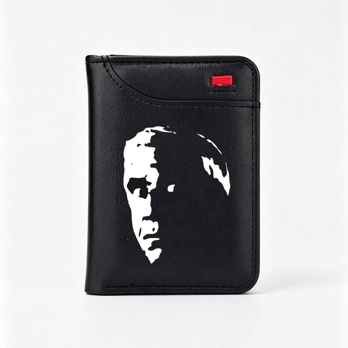 Abstract Black and White Face Silhouette Art - Vertical Style Wallet