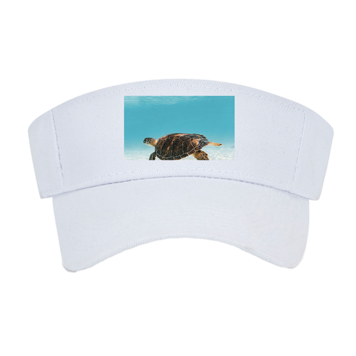 Sea Turtle Swimming in Clear Blue Water -  Visor cap
