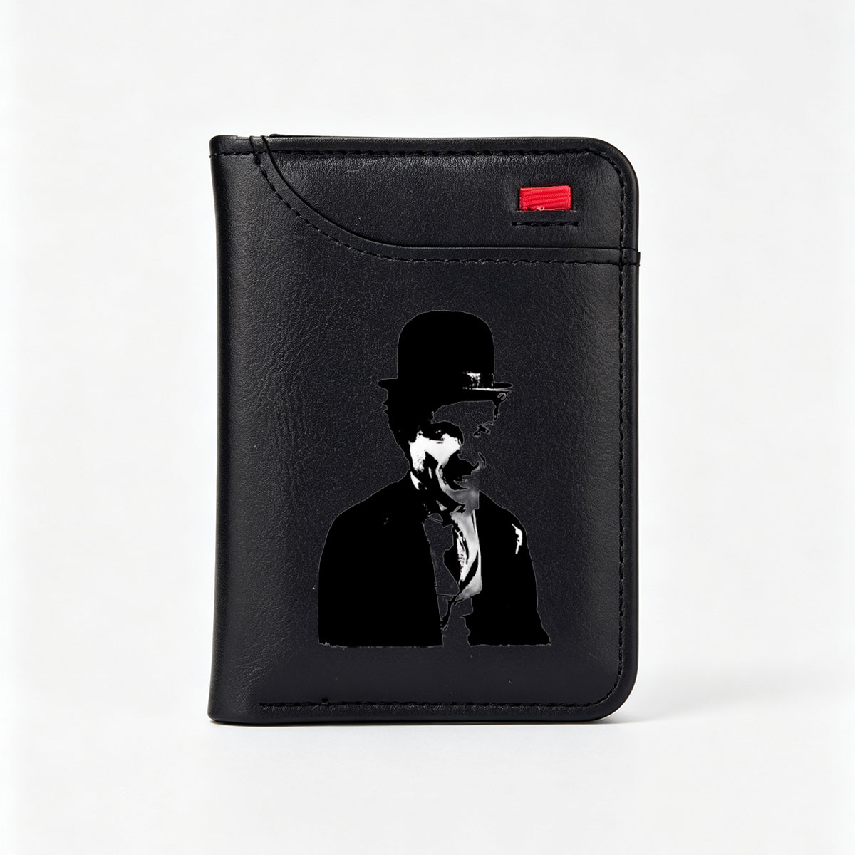 Abraham Lincoln in Top Hat and Suit, Black and White Portrait - Vertical Style Wallet