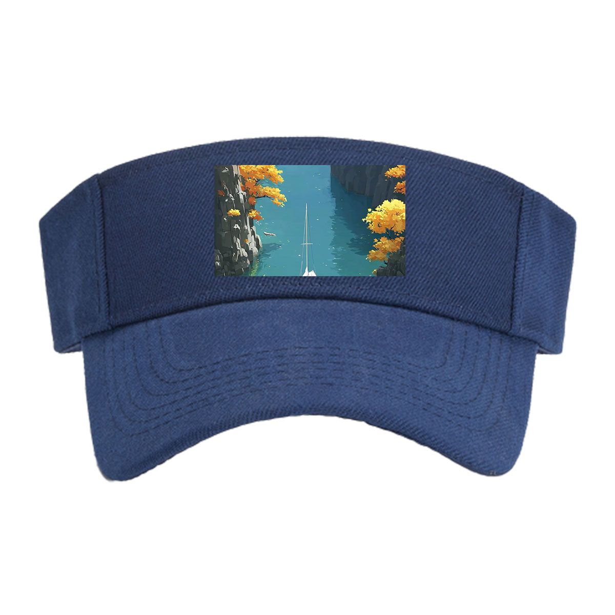 Sailboat Gliding Through Autumn Canyon -  Visor cap