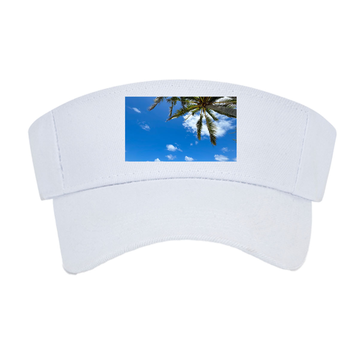 Tropical beach with palm trees and clear blue water -  Visor cap