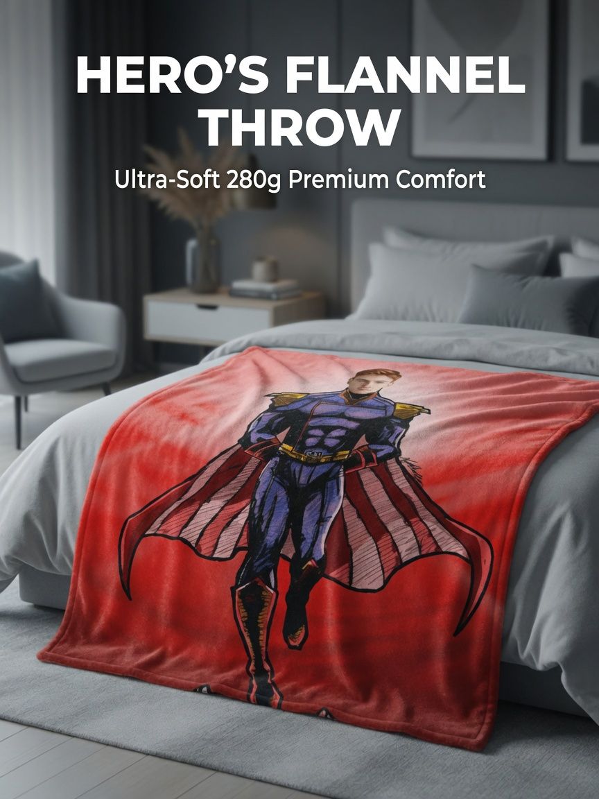 Personalized Superhero Photo Throw Blanket Custom Face Flannel Fleece Bed Cover for Cozy Home Living and Unique Gifts