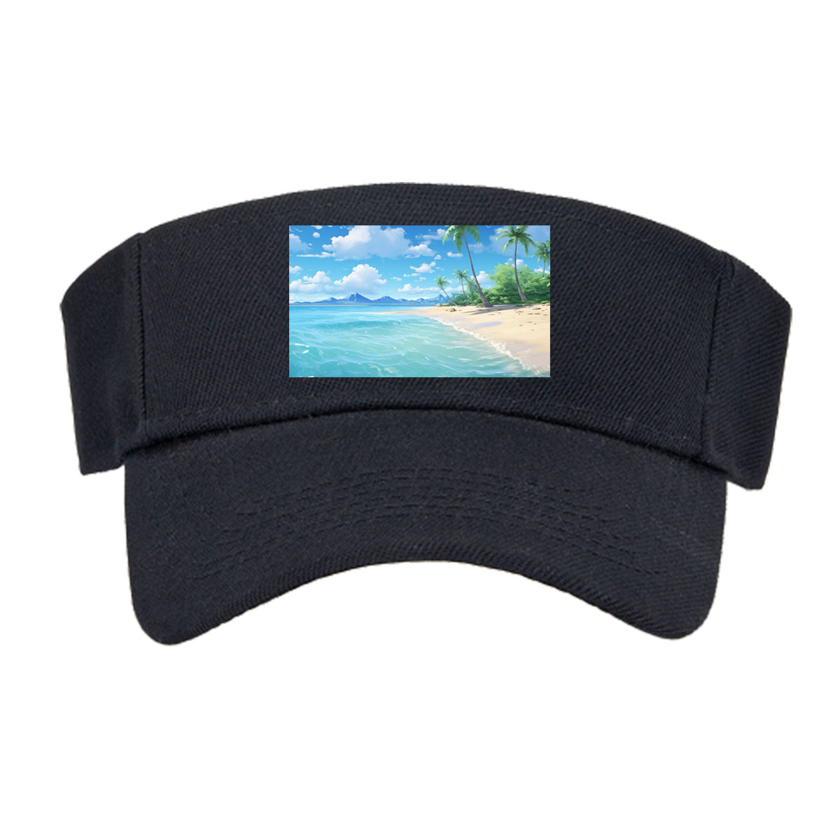 Tropical Beach with Palm Trees and Clear Blue Water -  Visor cap