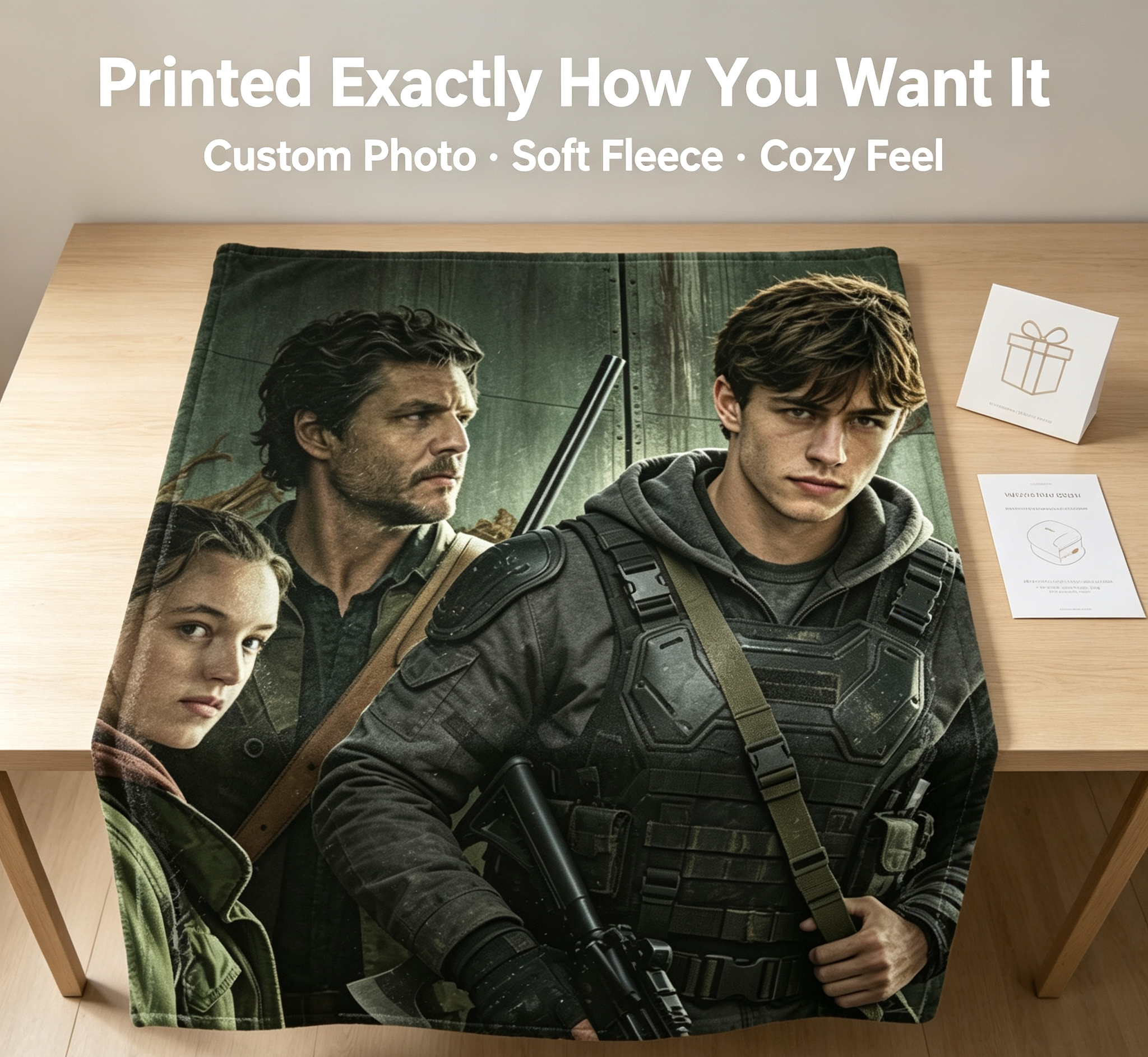 Custom Face Blanket The Last of Us Flannel Blanket Cozy Gaming Gift for Fans and Collectors