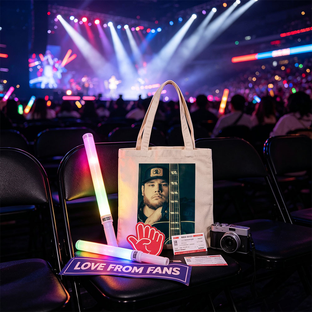 Luke Combs Holding Acoustic Guitar in Studio Portrait - Canvas tote bags