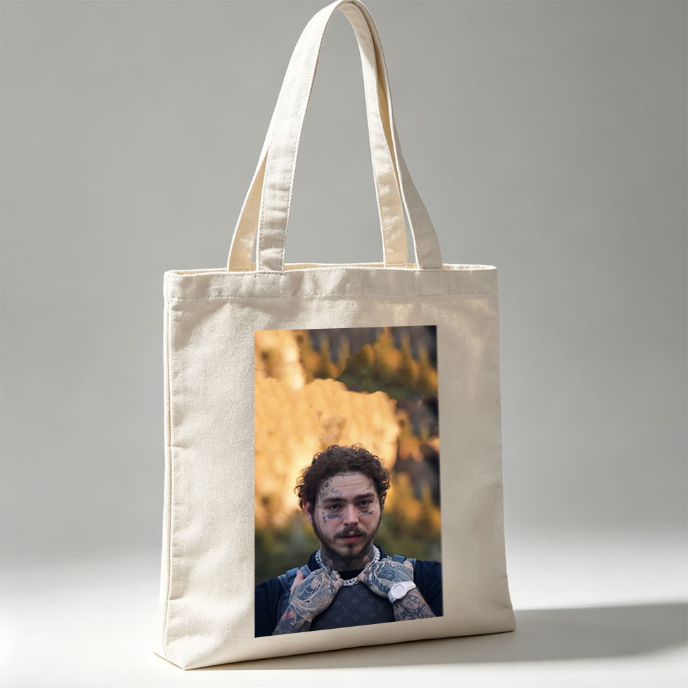 Post Malone Outdoor Portrait with Tattoos and Nature Background - Canvas tote bags
