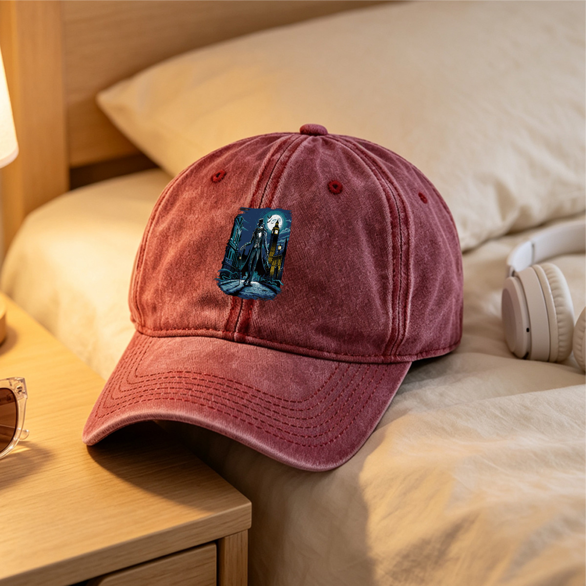 Jack Skellington in London - Washed Denim - Baseball Cap